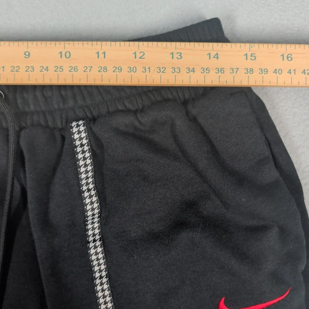 Nike Sweatpants Women Medium‎ Black Houndstooth Trim Red Swoosh Joggers Athletic